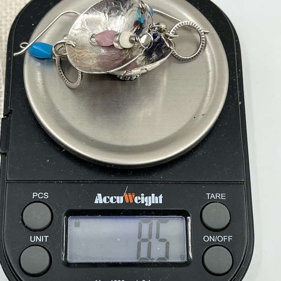 90's Handmade Sterling Silver Shell Drop Earrings with Beaded Accents - Picture 17 of 17